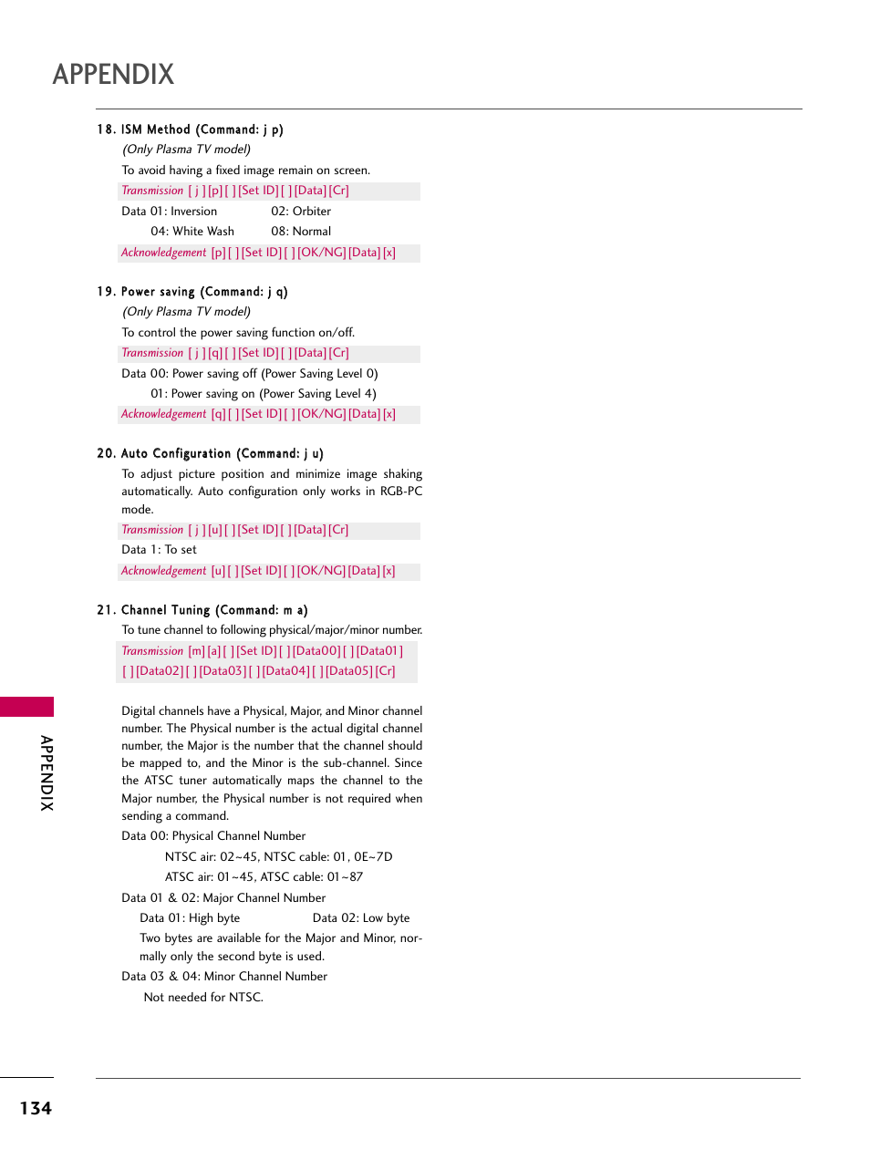Appendix | LG 42LG30-UD User Manual | Page 136 / 152