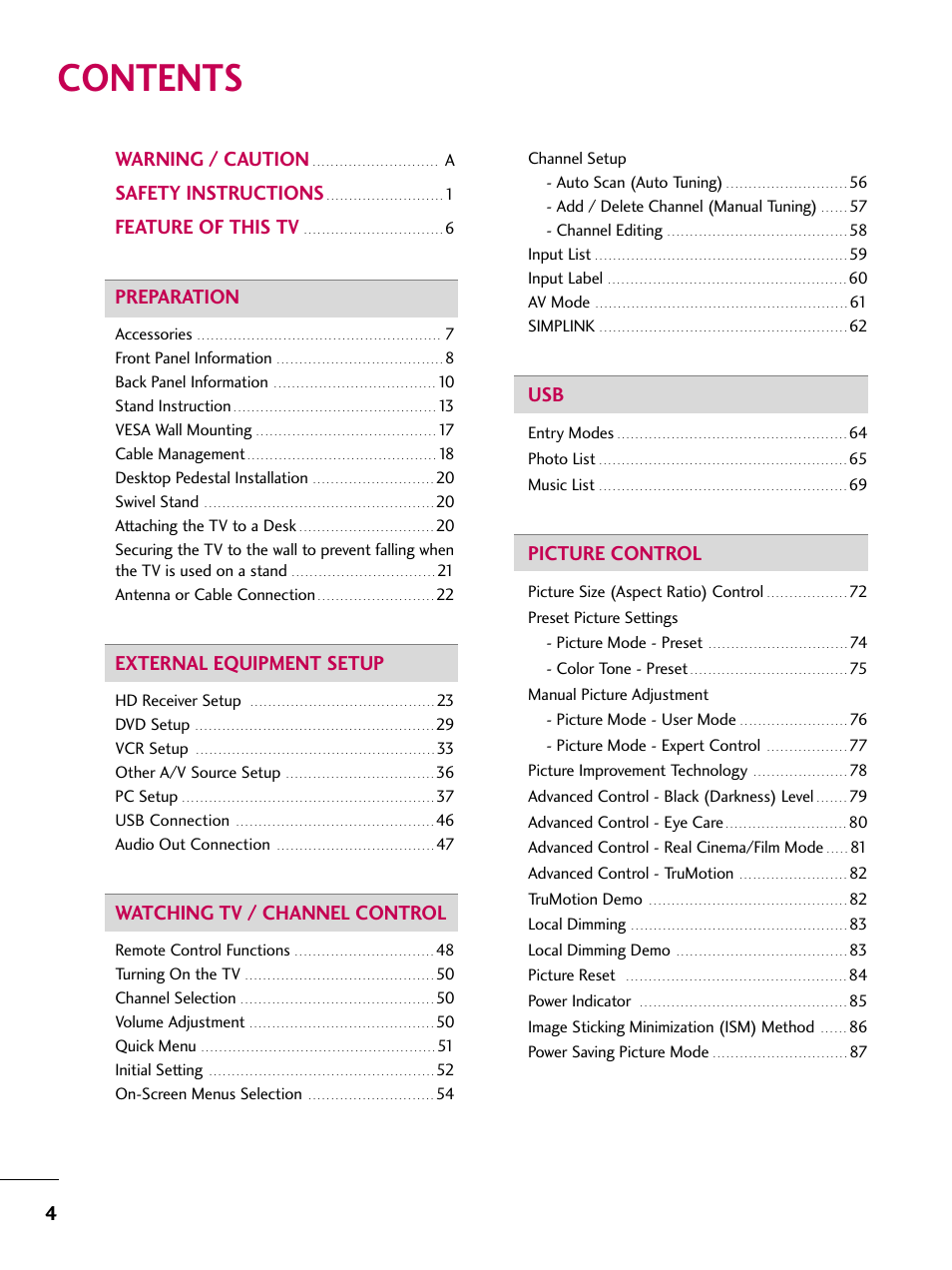 LG 42LG30-UD User Manual | Page 6 / 152