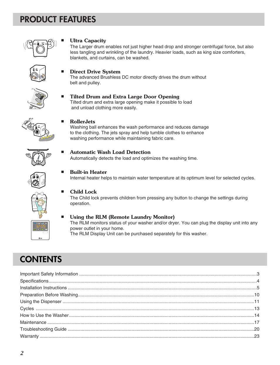 LG WM2496HSM User Manual | Page 3 / 49