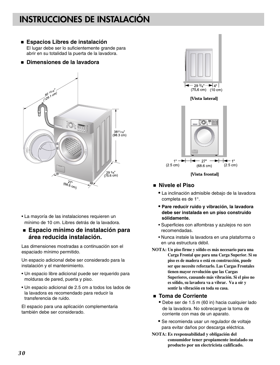 Instrucciones de instalación | LG WM2496HSM User Manual | Page 31 / 49