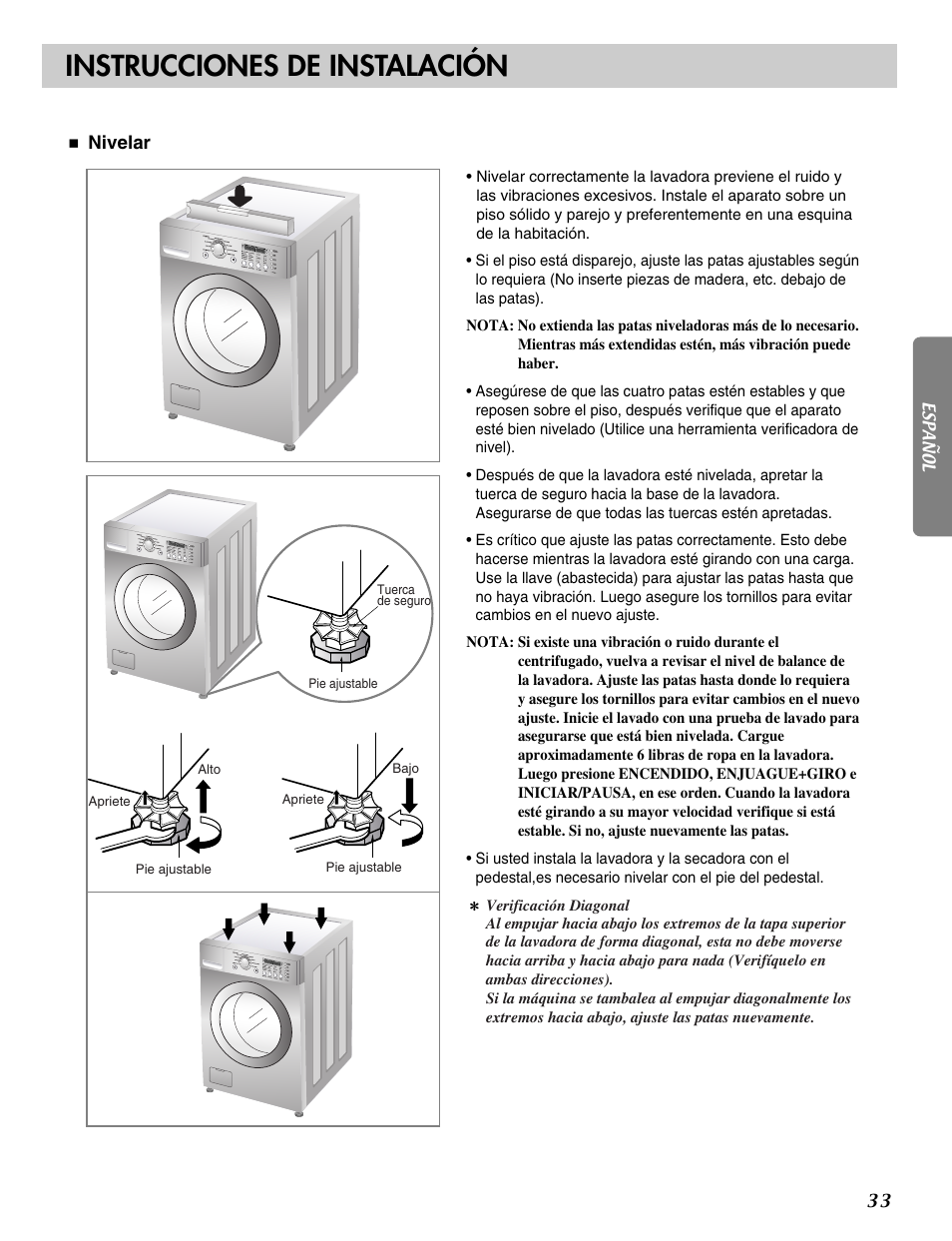 Instrucciones de instalación | LG WM2496HSM User Manual | Page 34 / 49