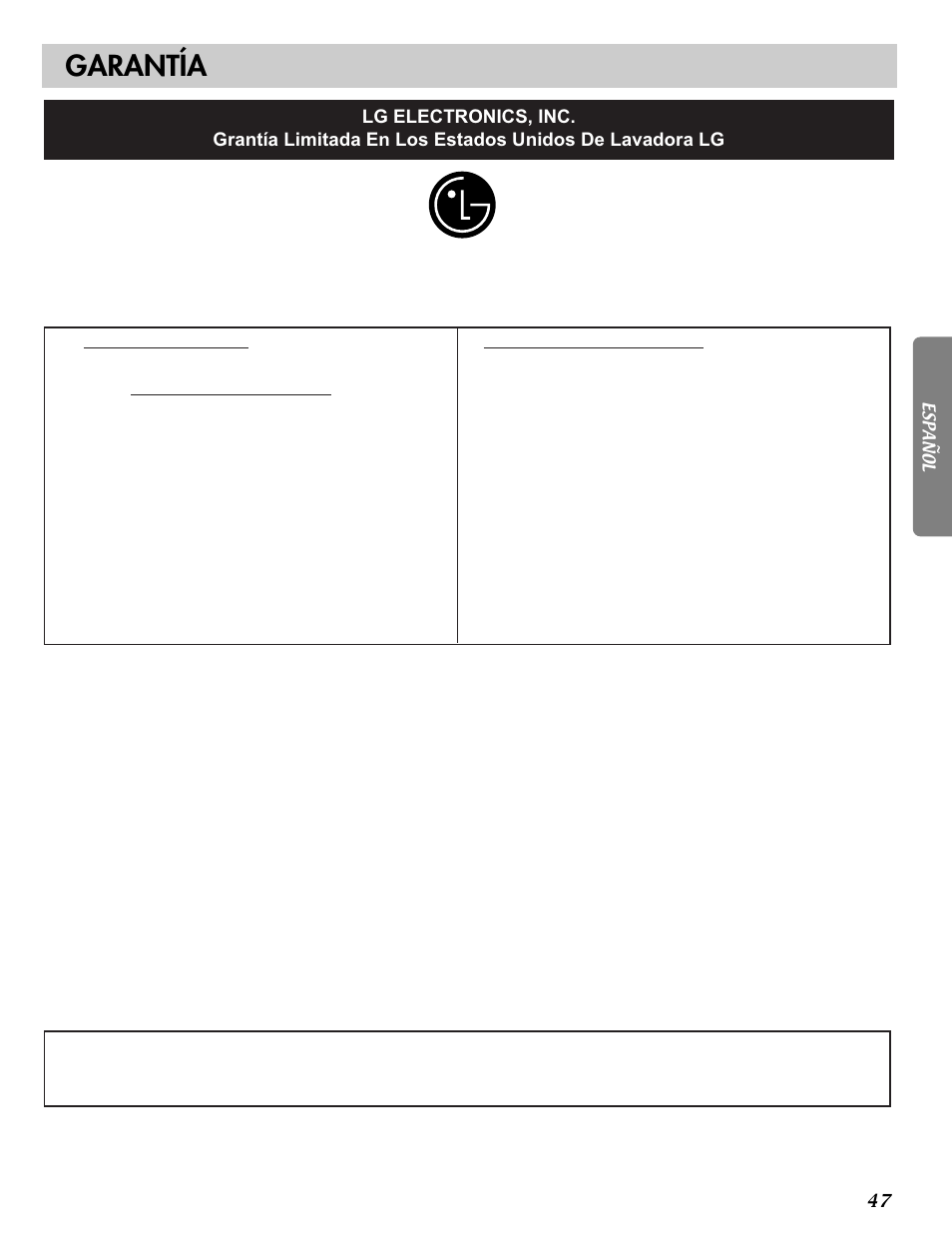 Garantía | LG WM2496HSM User Manual | Page 48 / 49