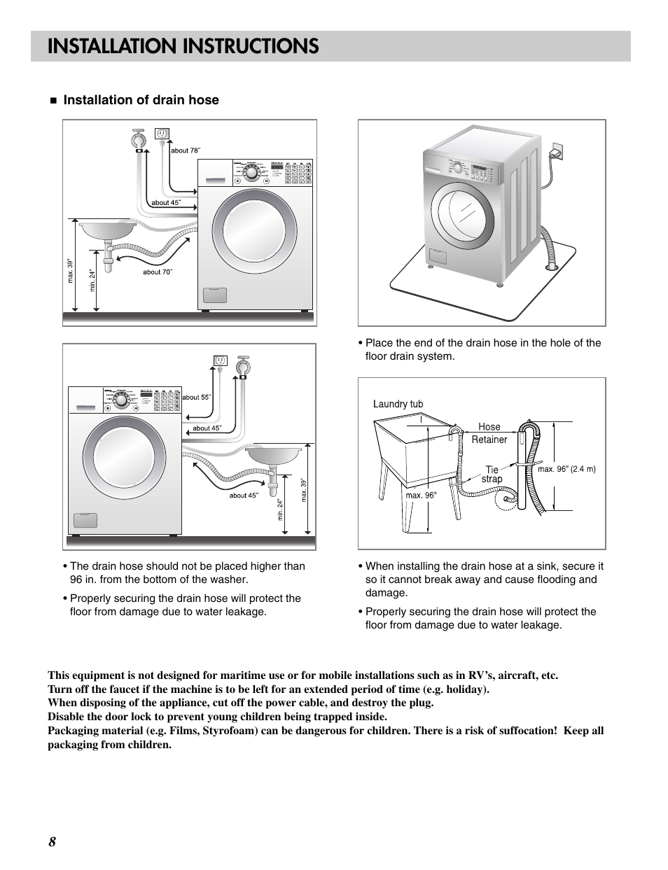 Installation instructions | LG WM2496HSM User Manual | Page 9 / 49