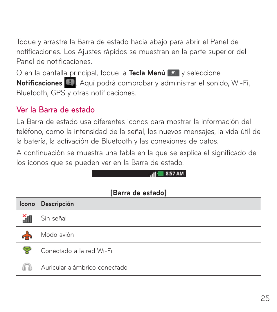 Ver la barra de estado | LG LGL38C User Manual | Page 112 / 180