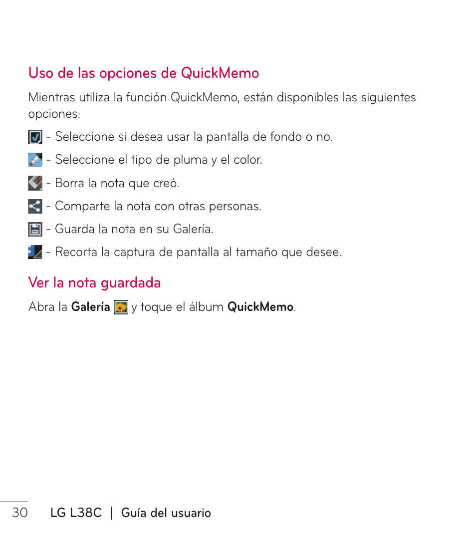 Ver la nota guardada | LG LGL38C User Manual | Page 117 / 180