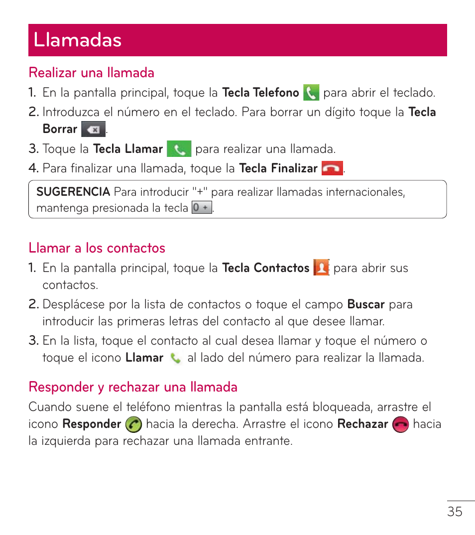 Llamadas | LG LGL38C User Manual | Page 122 / 180