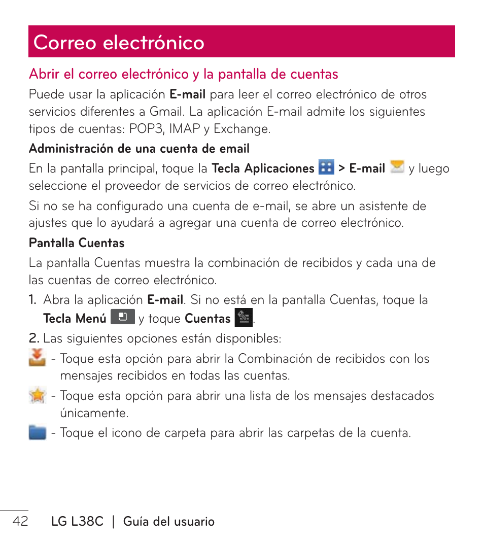 Correo electrónico | LG LGL38C User Manual | Page 129 / 180