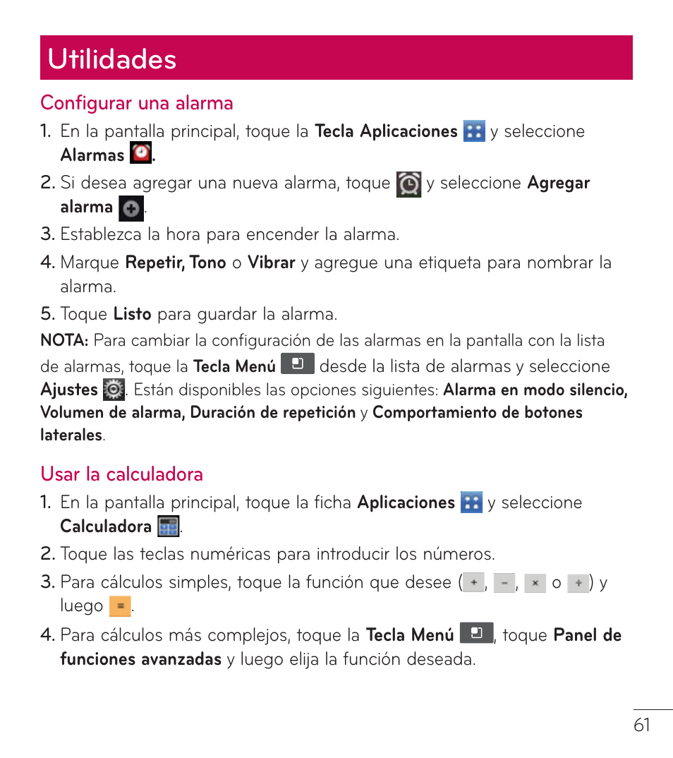 Utilidades | LG LGL38C User Manual | Page 148 / 180