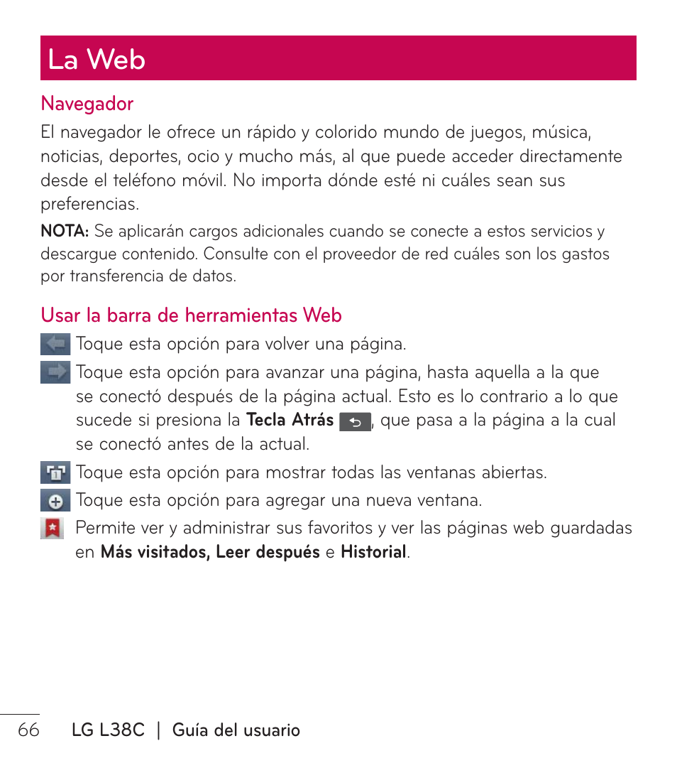 La web | LG LGL38C User Manual | Page 153 / 180