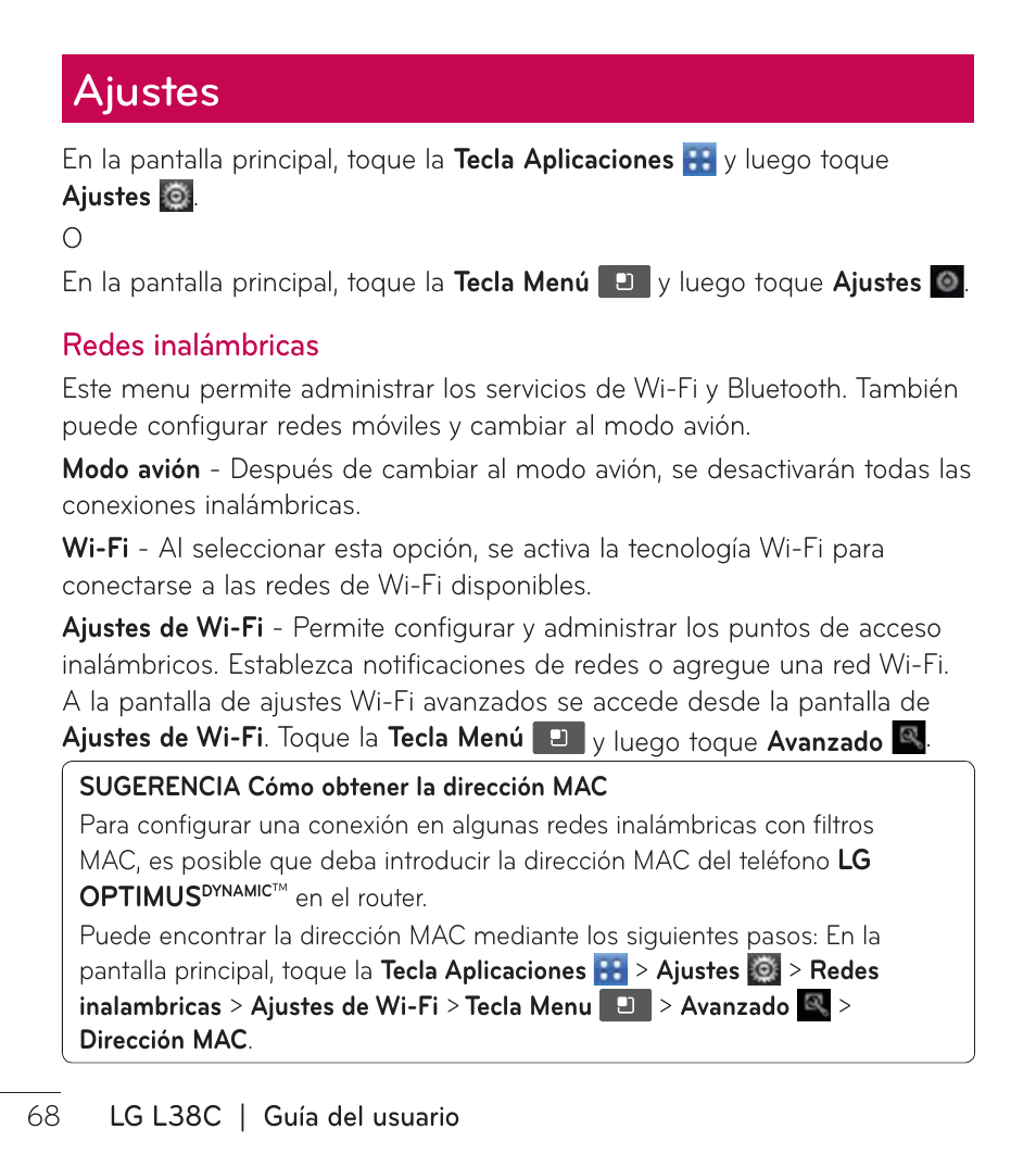 Ajustes | LG LGL38C User Manual | Page 155 / 180