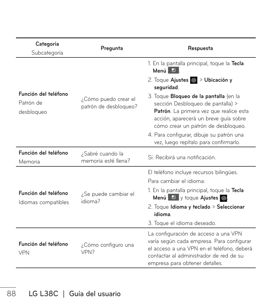 Lg l38c | guía del usuario | LG LGL38C User Manual | Page 175 / 180