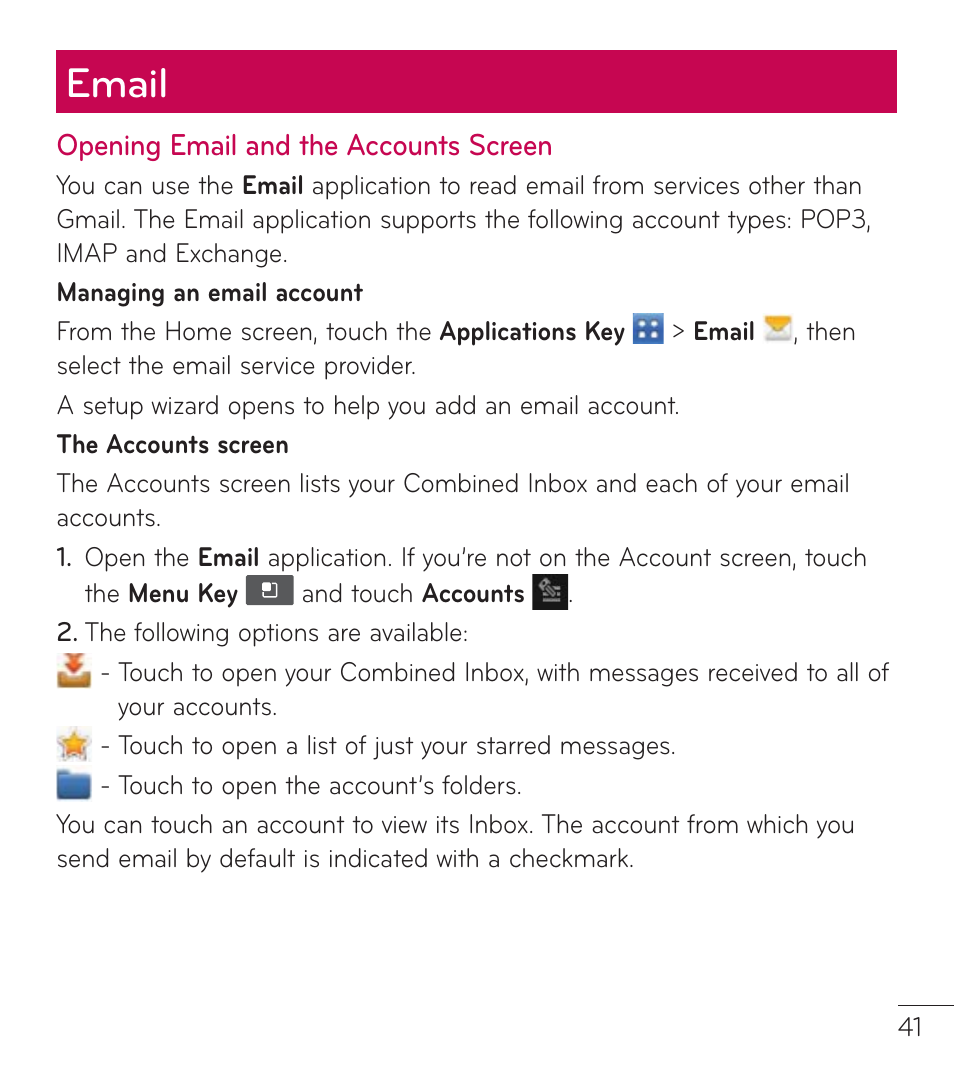 Email | LG LGL38C User Manual | Page 42 / 180