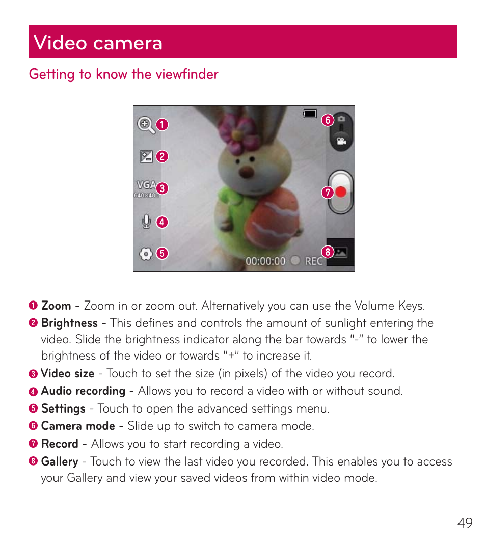 Video camera | LG LGL38C User Manual | Page 50 / 180