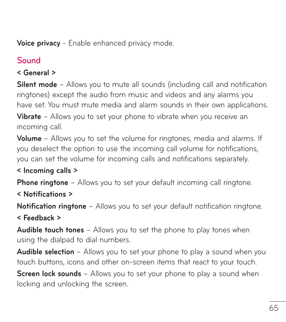 LG LGL38C User Manual | Page 66 / 180