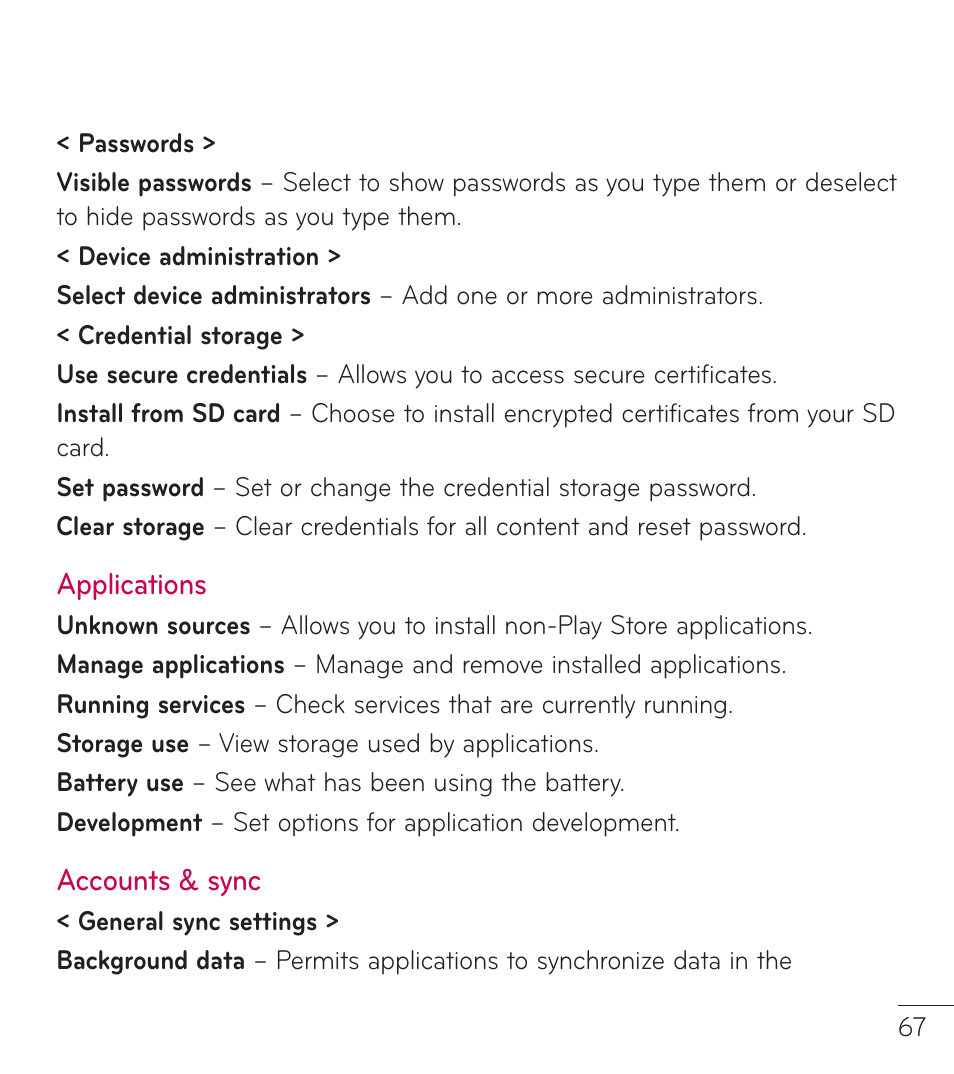LG LGL38C User Manual | Page 68 / 180