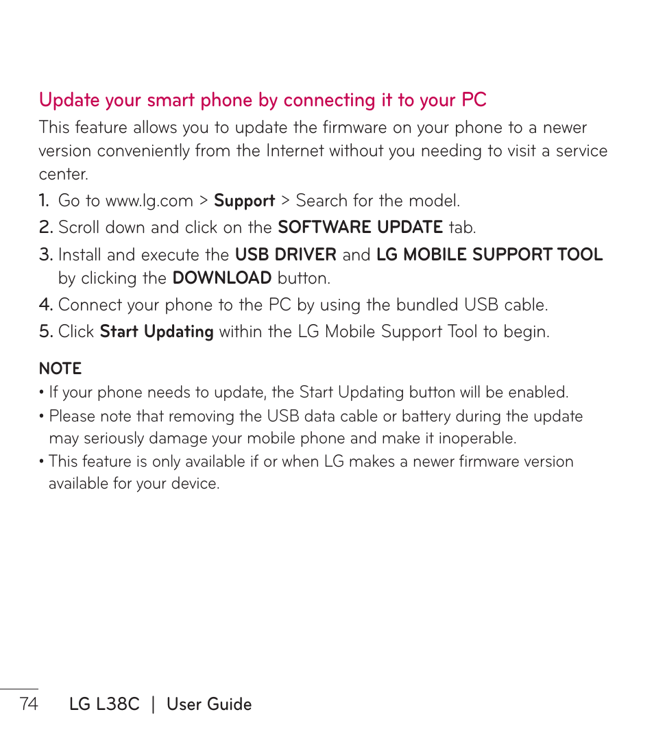 LG LGL38C User Manual | Page 75 / 180