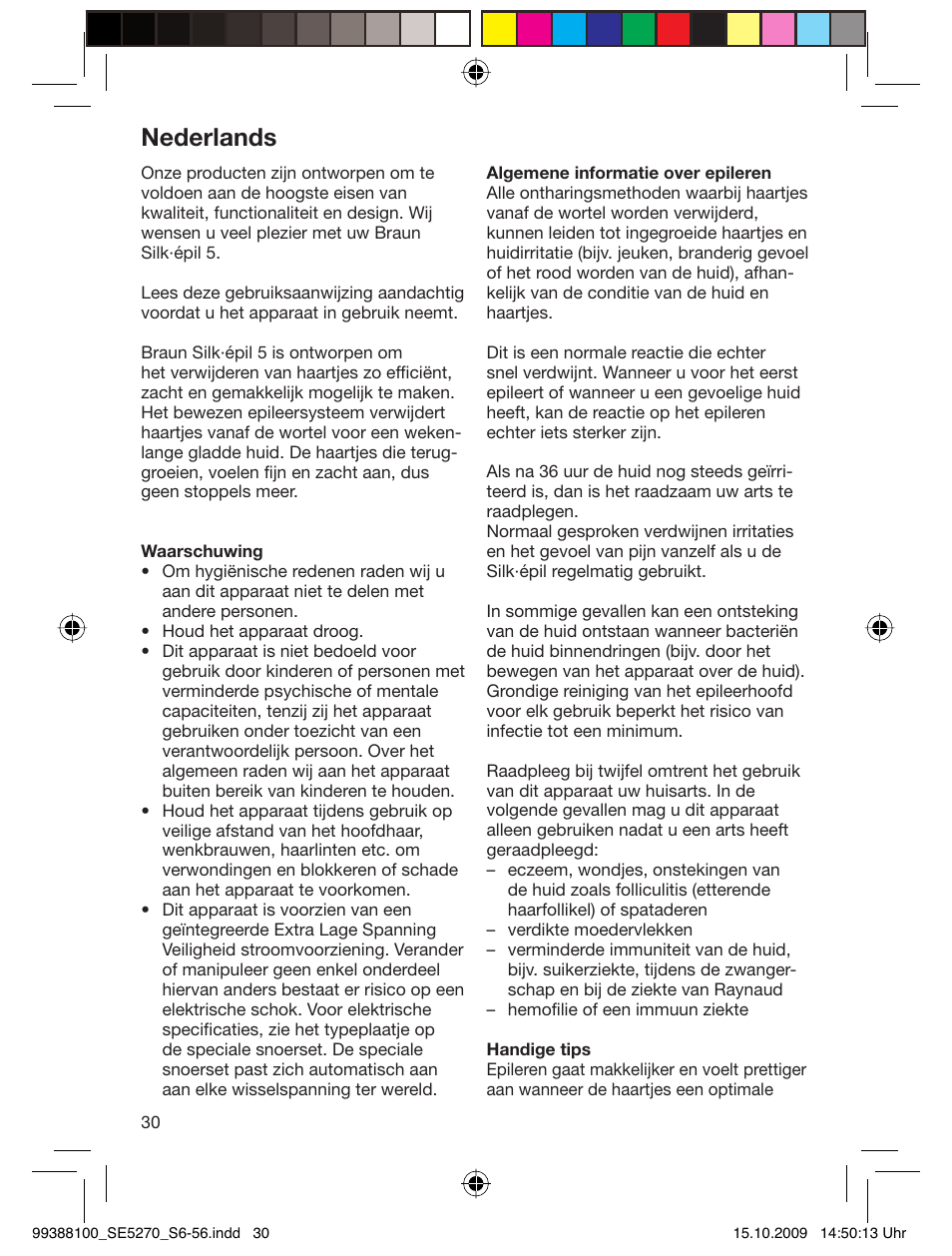 Nederlands | Braun 5180 Silk-épil 5, Legs User Manual | Page 29 / 53