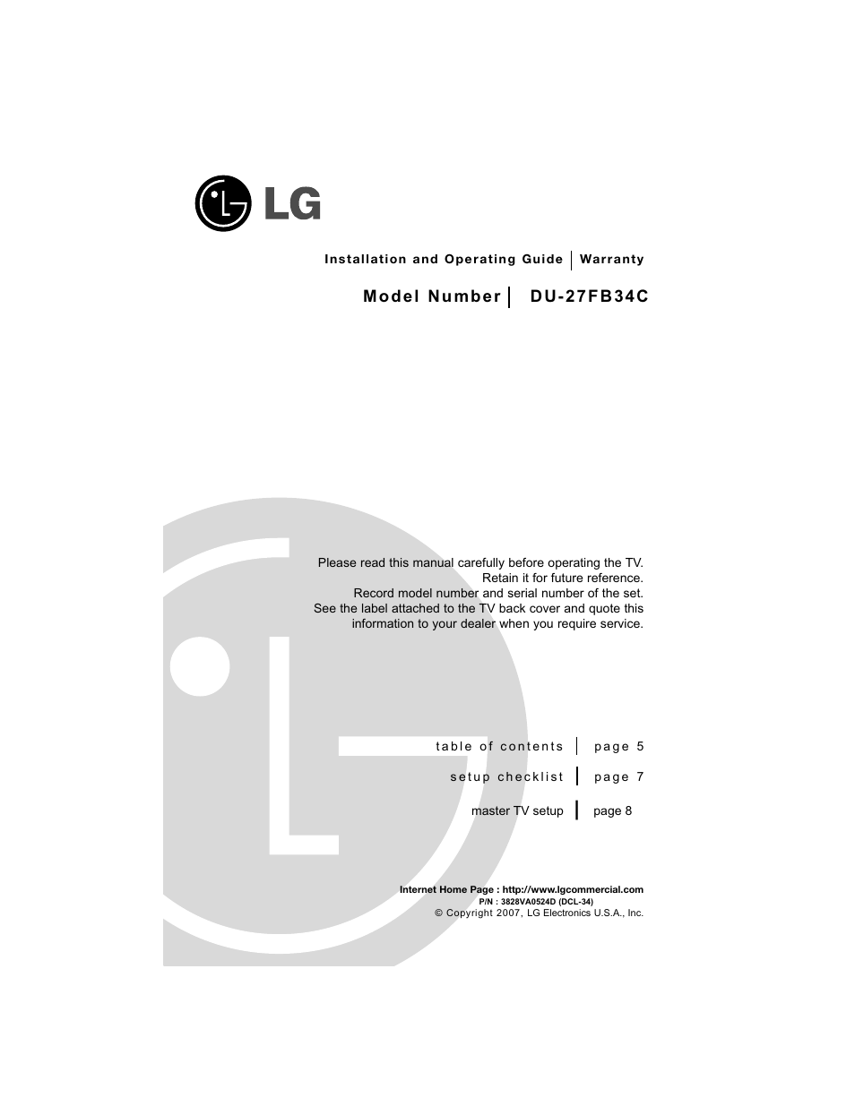 LG DU-27FB34C User Manual | 62 pages