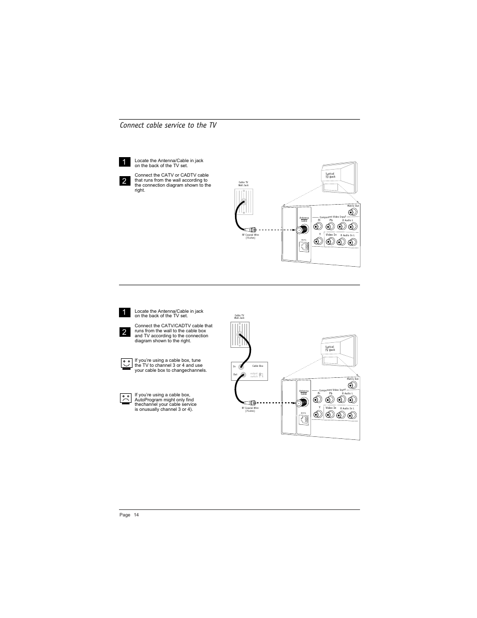Cable service cable service with a cable box | LG DU-27FB34C User Manual | Page 14 / 62