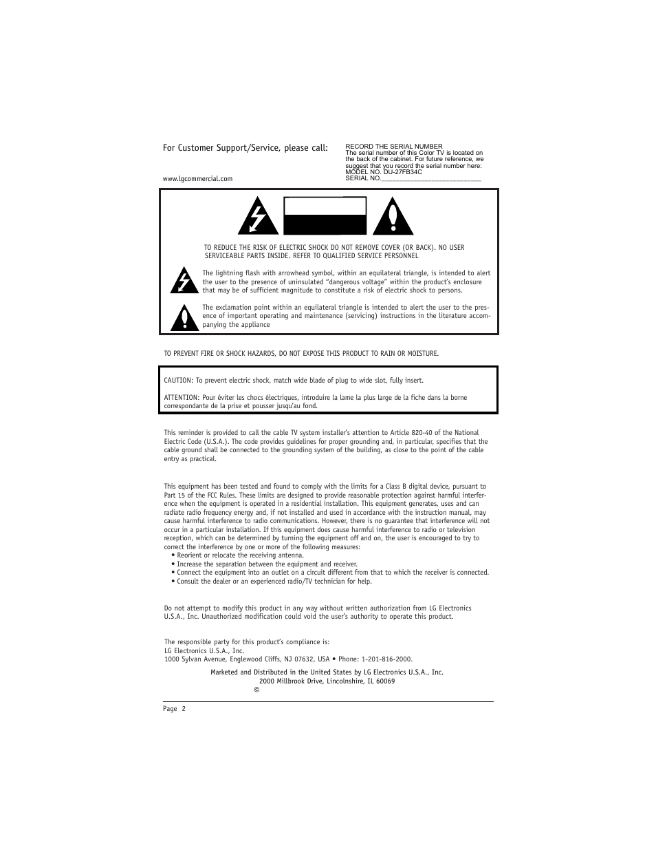 LG DU-27FB34C User Manual | Page 2 / 62