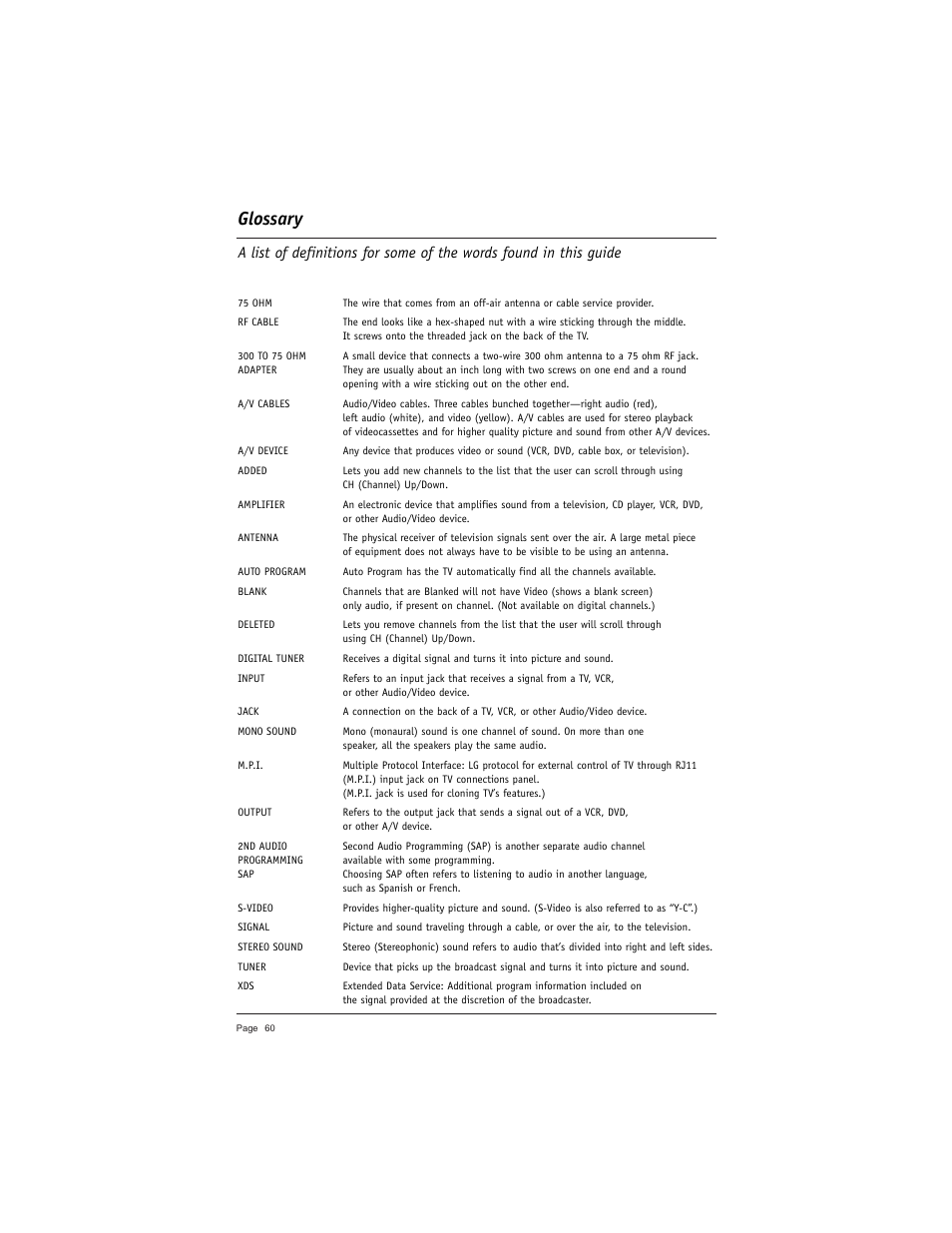 Glossary | LG DU-27FB34C User Manual | Page 60 / 62