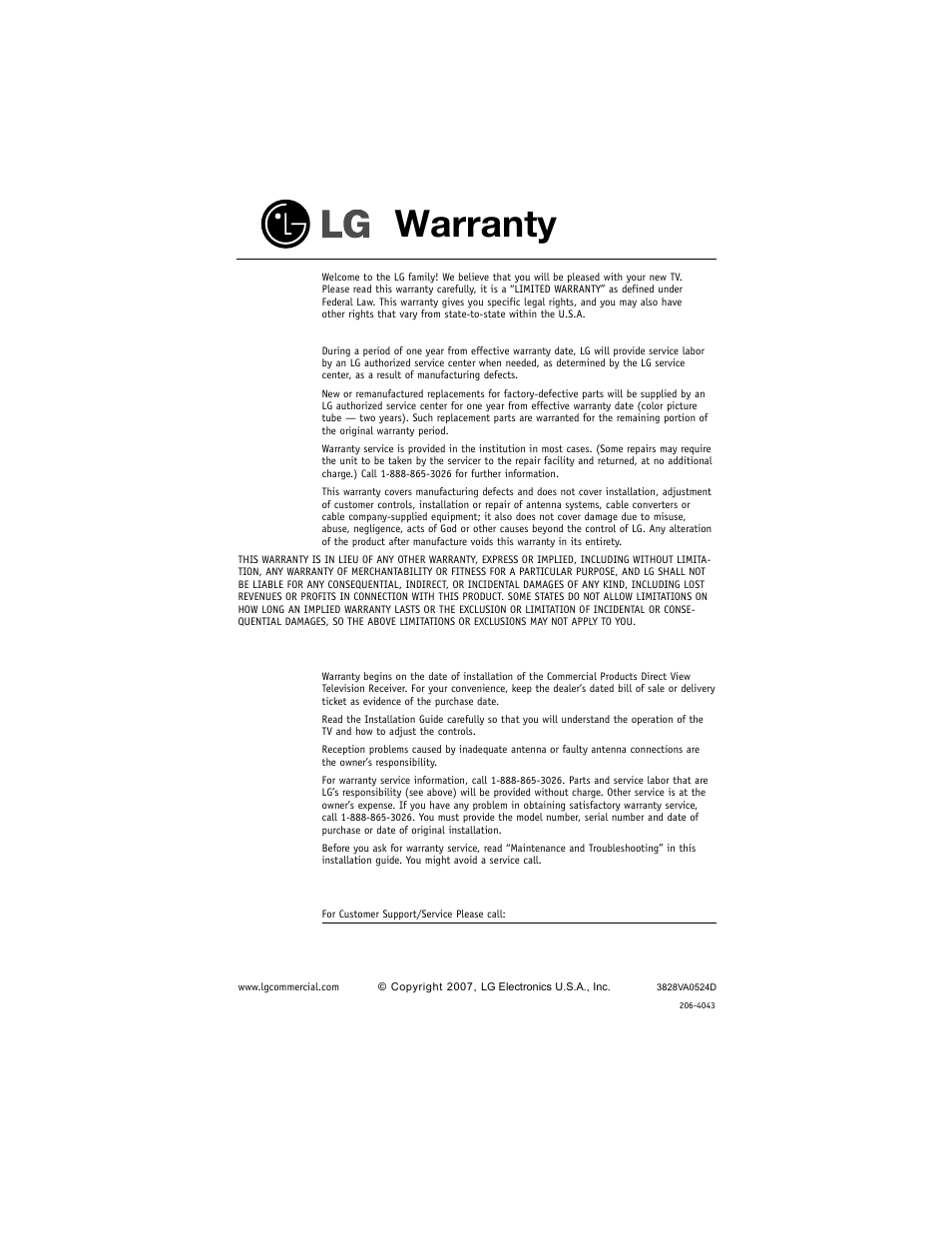 Warranty | LG DU-27FB34C User Manual | Page 62 / 62