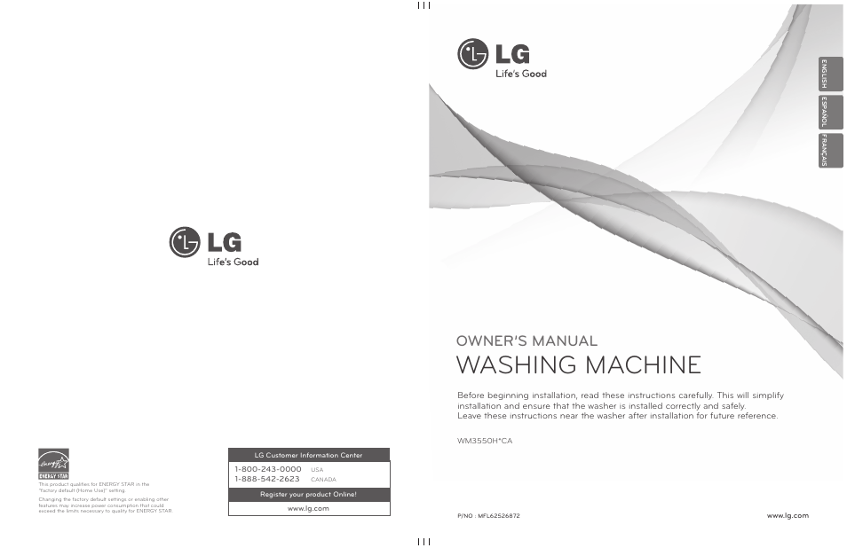LG WM3550HWCA User Manual | 120 pages