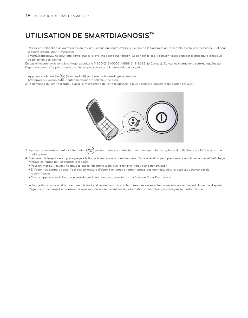Utilisation de smartdiagnosis | LG WM3550HWCA User Manual | Page 118 / 120