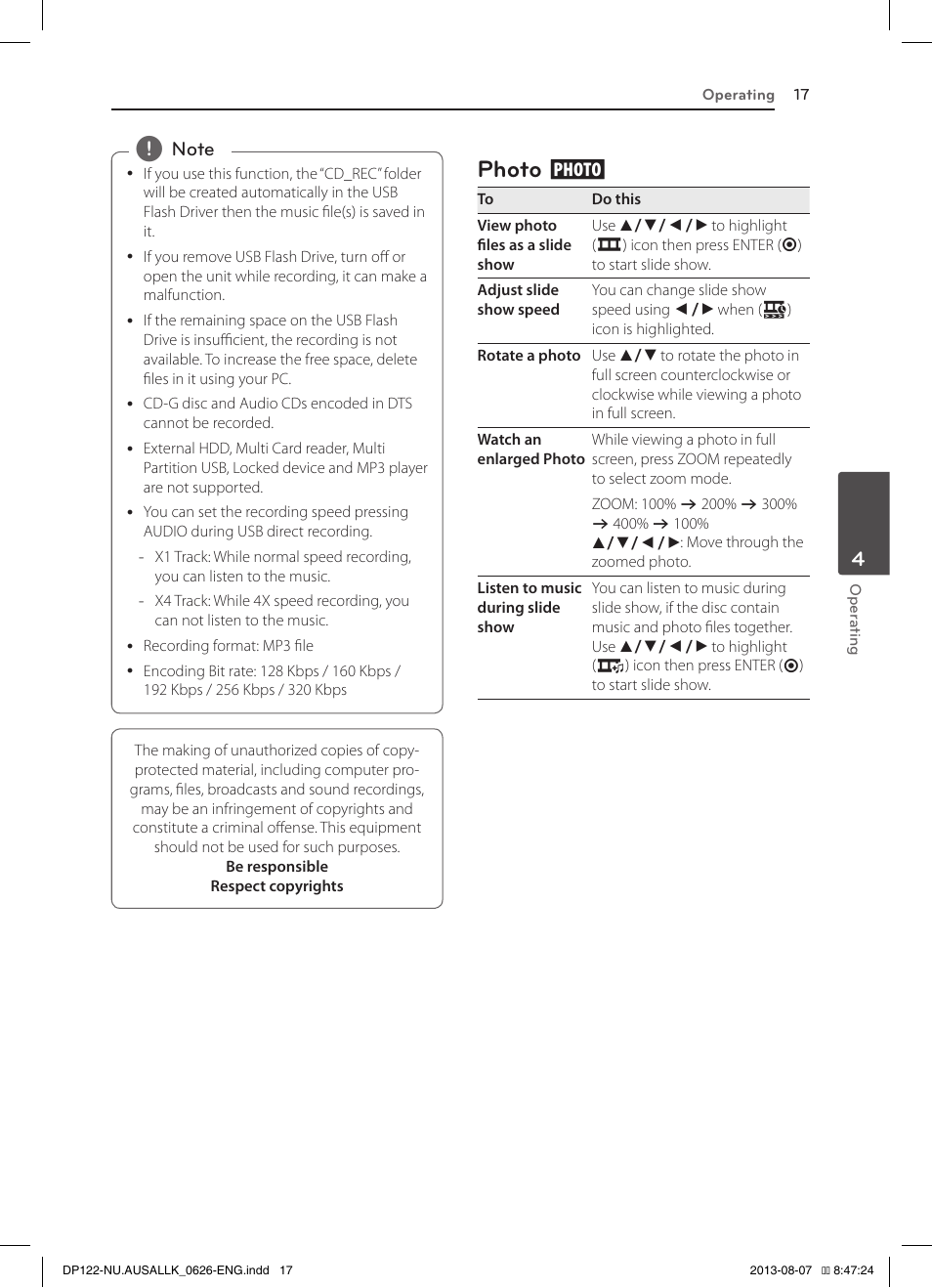 Photo i, Photo | LG DP122 User Manual | Page 17 / 22