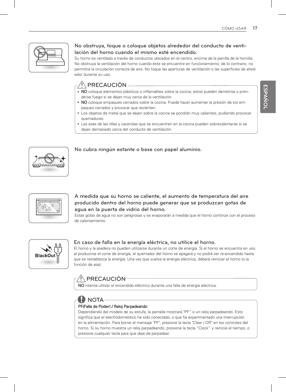 Precaución, Nota | LG LDG3015SW User Manual | Page 64 / 93