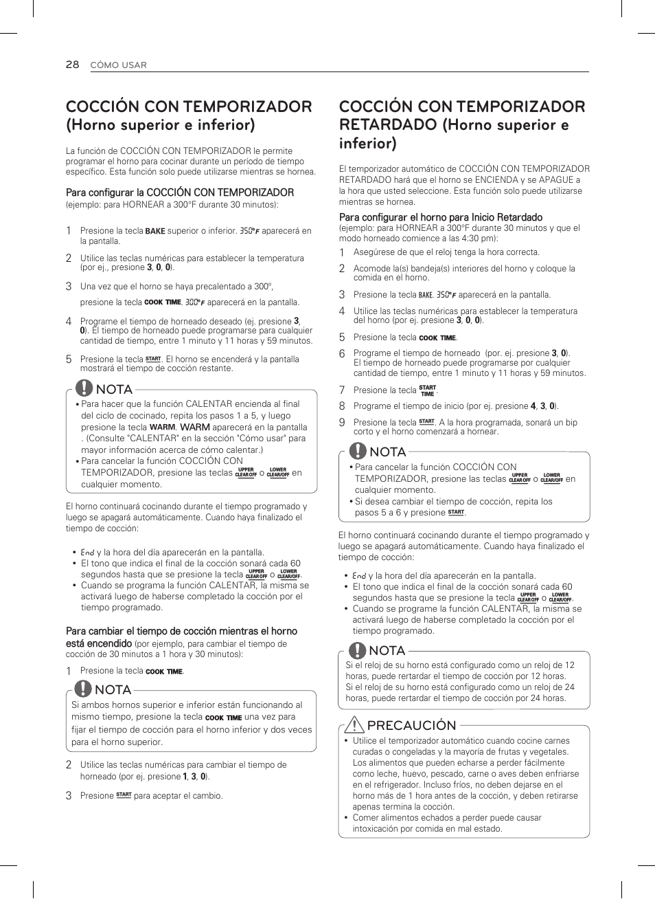 Nota, Precaución | LG LDG3015SW User Manual | Page 75 / 93