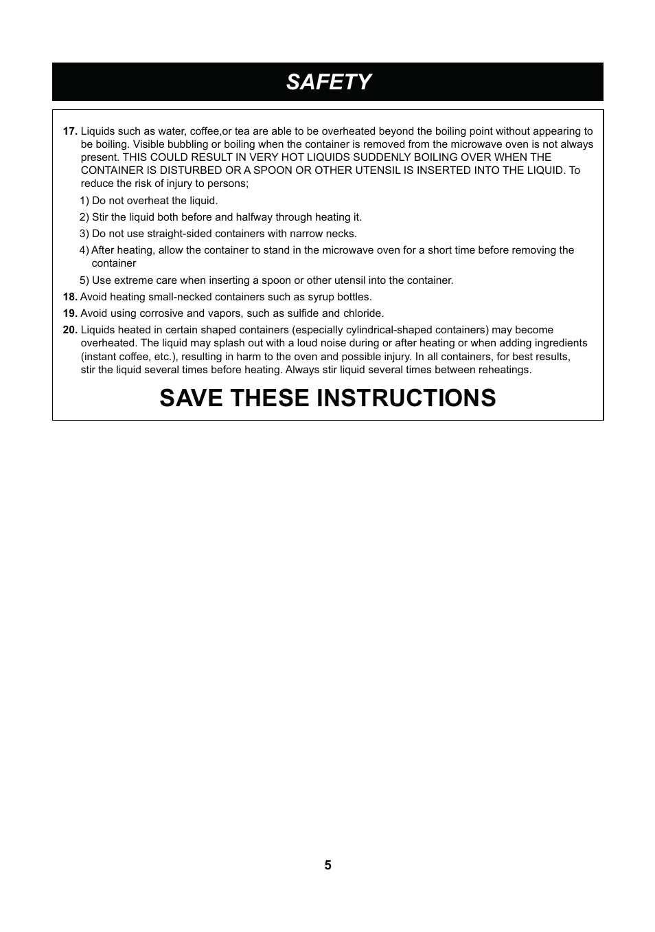 Save these instructions, Safety | LG LCS1013SW User Manual | Page 5 / 25