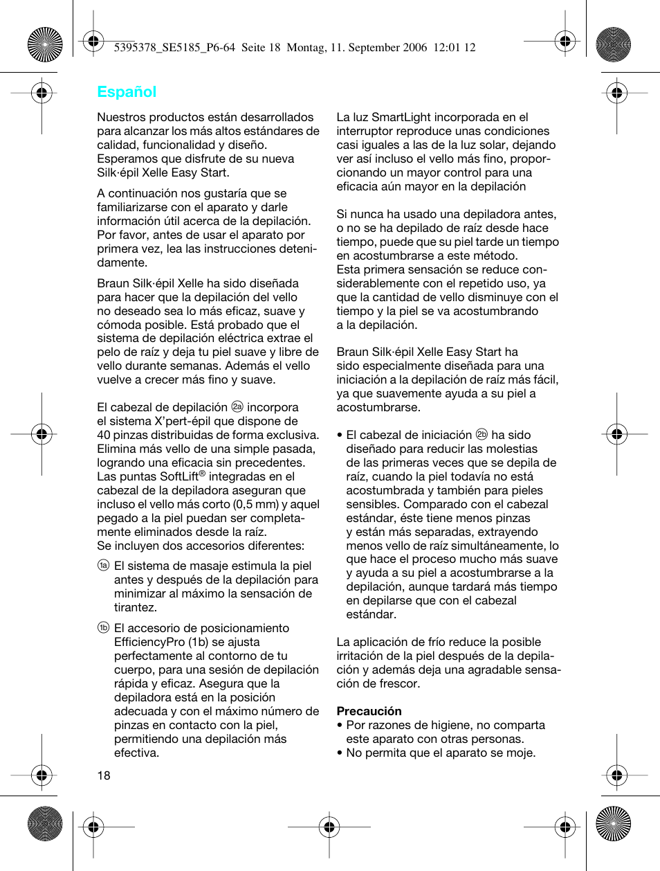 Español | Braun 5185-5395 Silk-épil Xelle User Manual | Page 17 / 58