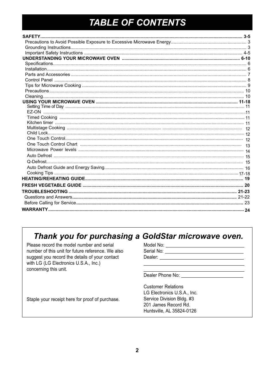 LG GS0713ST User Manual | Page 2 / 25