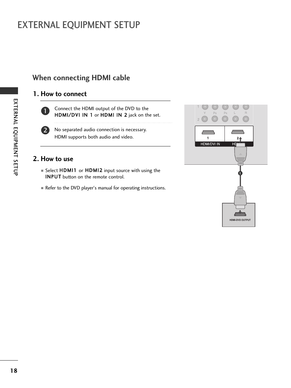 When connecting hdmi cable, External equipment setup, How to connect 2. how to use | LG 32PC5RV User Manual | Page 20 / 78