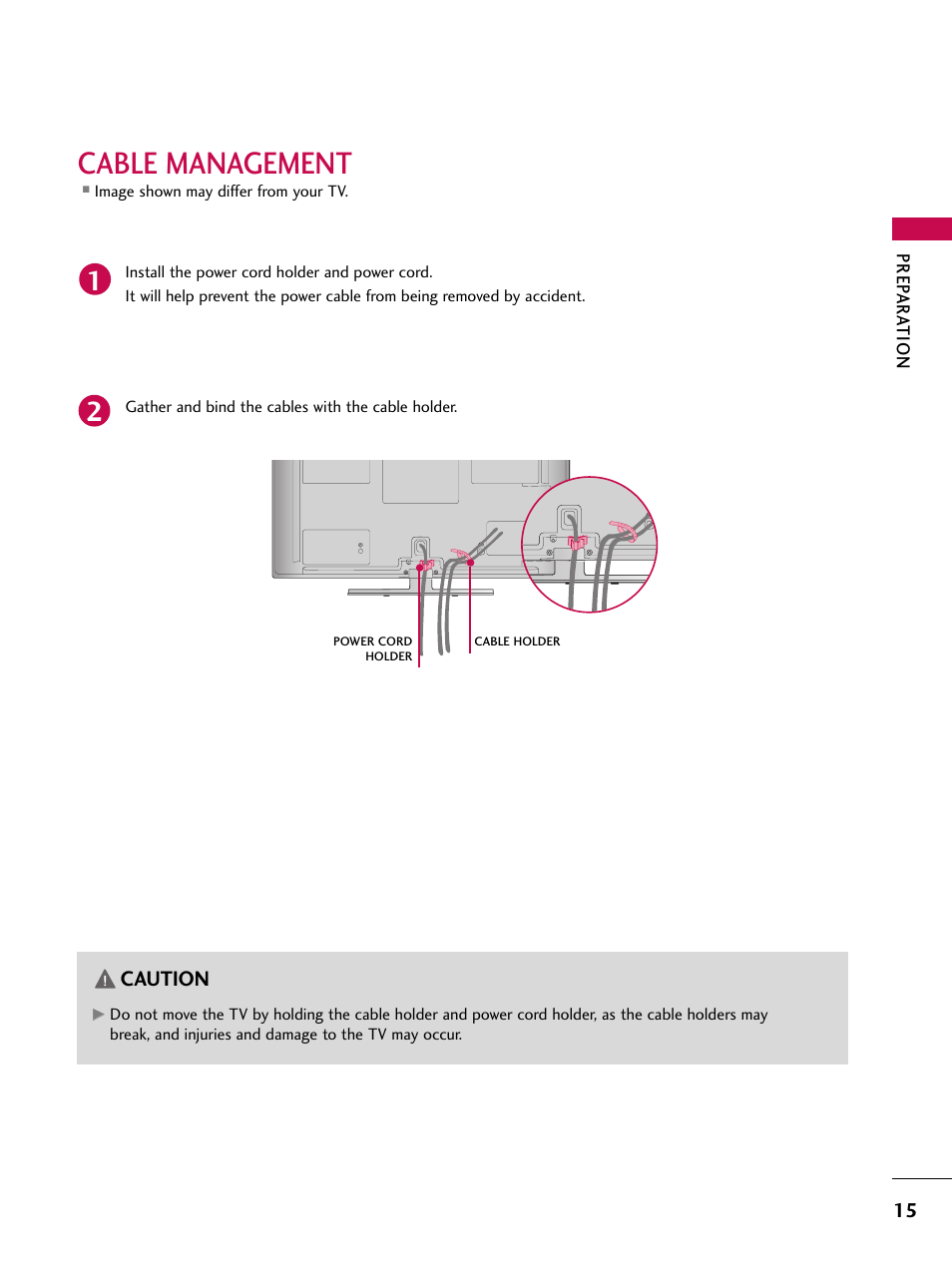 Cable management | LG 50PV450C User Manual | Page 15 / 124