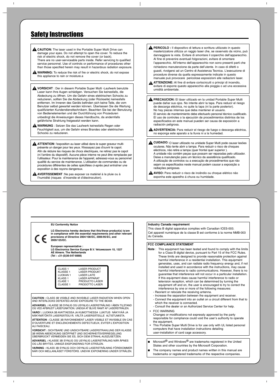 Safety instructions | LG GP40LB10 User Manual | Page 4 / 4