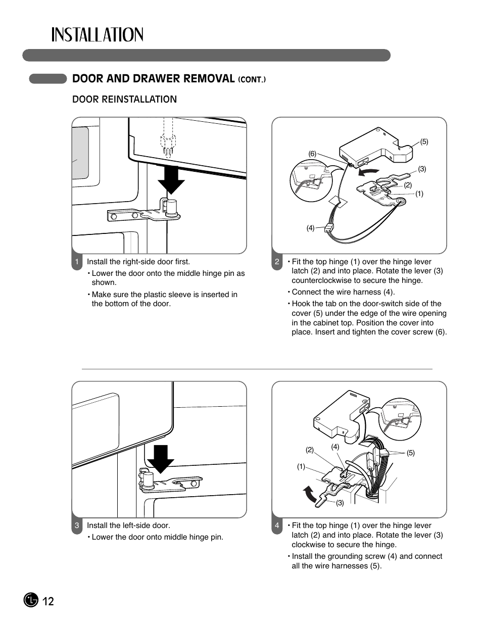 12 door and drawer removal | LG LMX25985SB User Manual | Page 12 / 44