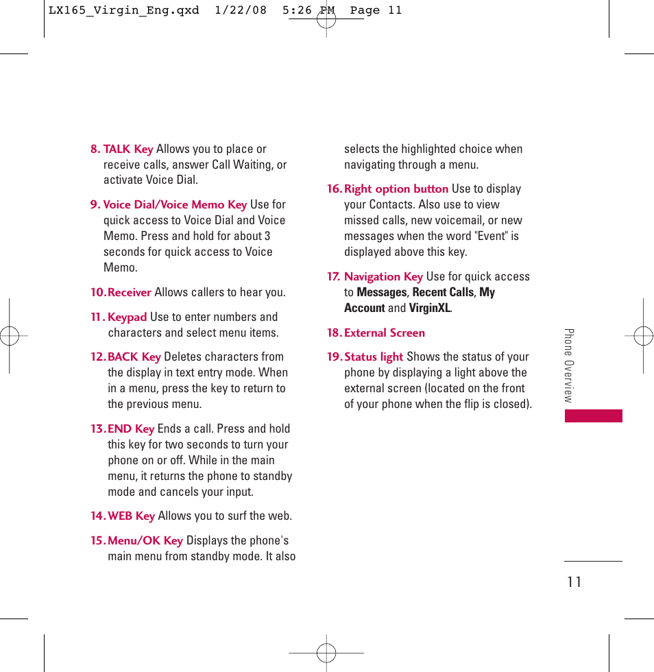 LG LGLX165 User Manual | Page 11 / 90