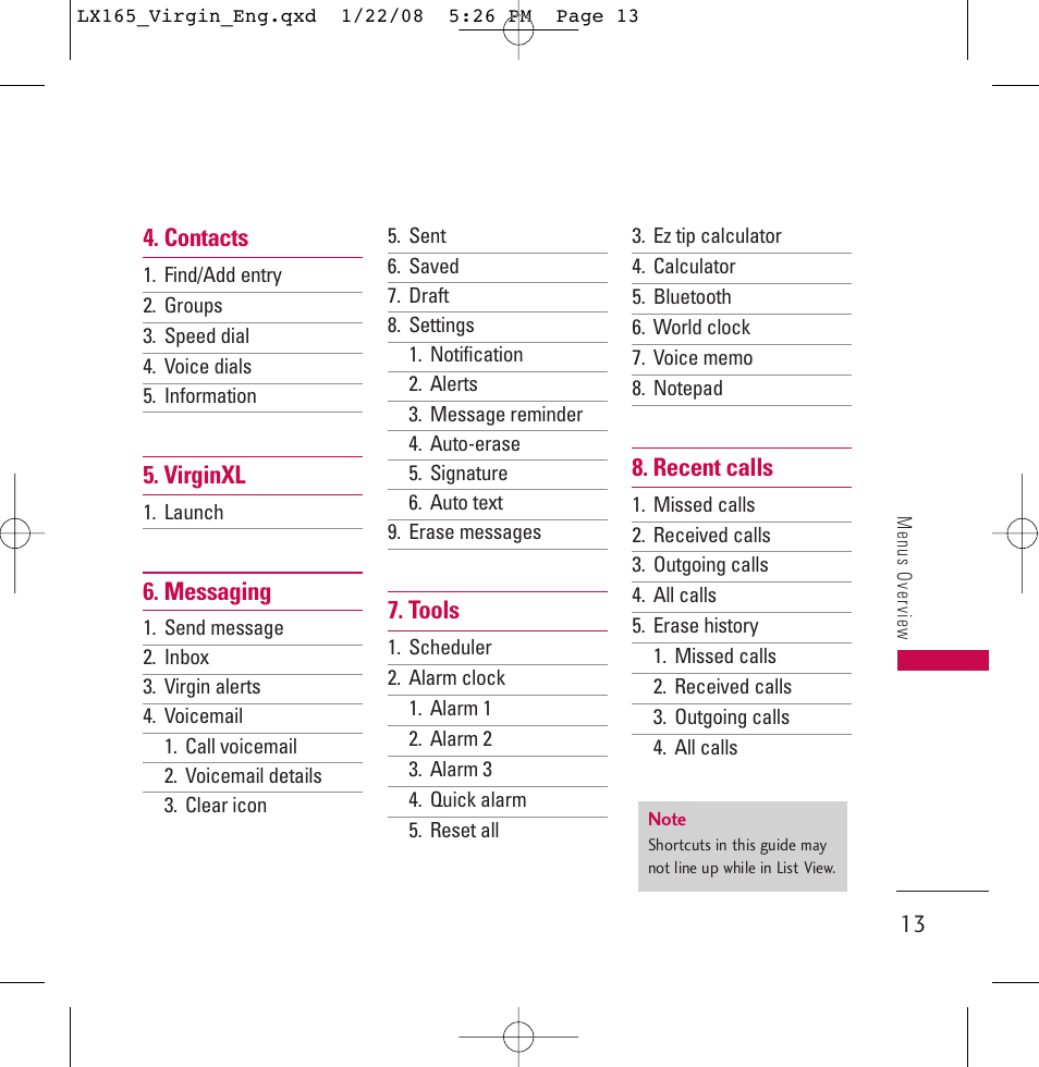 LG LGLX165 User Manual | Page 13 / 90