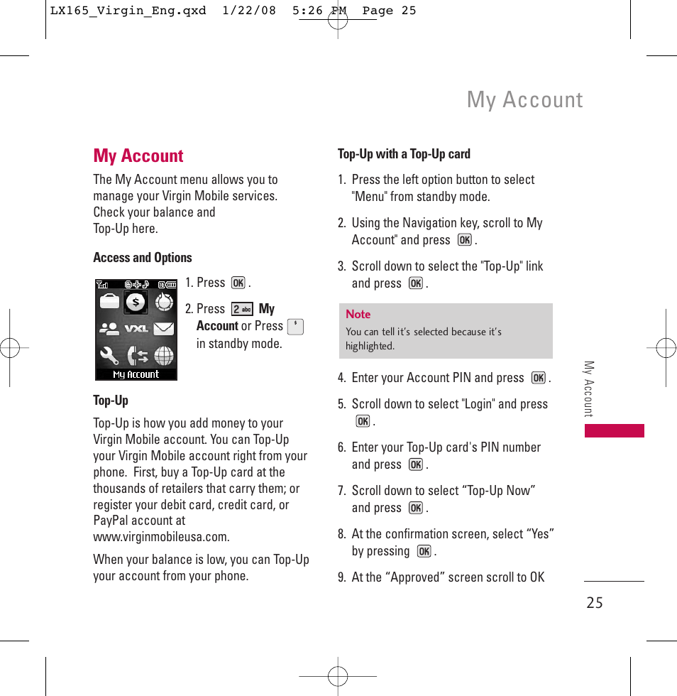 My account | LG LGLX165 User Manual | Page 25 / 90