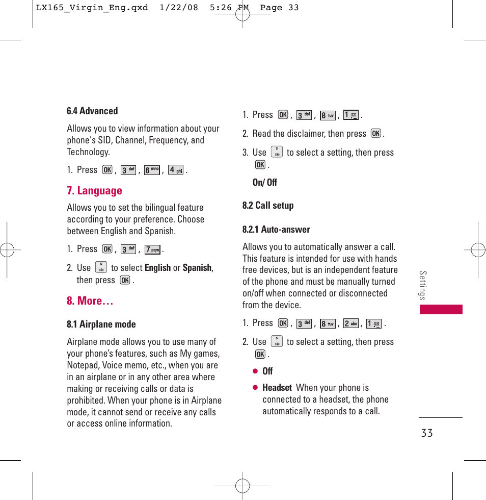 LG LGLX165 User Manual | Page 33 / 90
