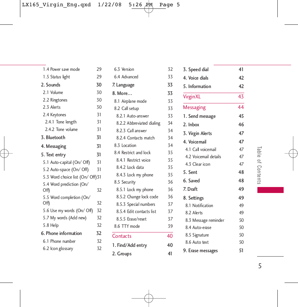 LG LGLX165 User Manual | Page 5 / 90