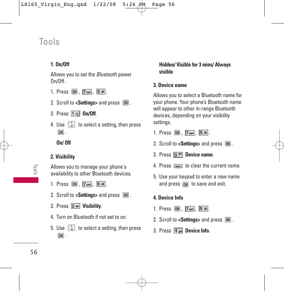 Tools | LG LGLX165 User Manual | Page 56 / 90