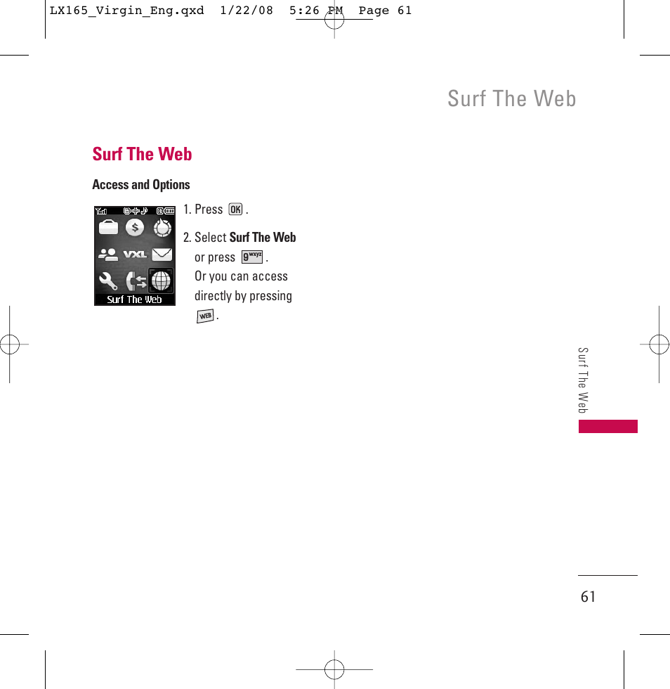 Surf the web | LG LGLX165 User Manual | Page 61 / 90