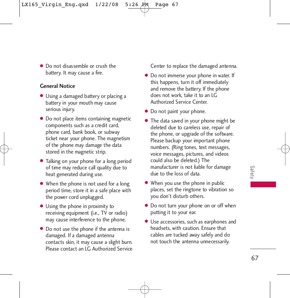 LG LGLX165 User Manual | Page 67 / 90