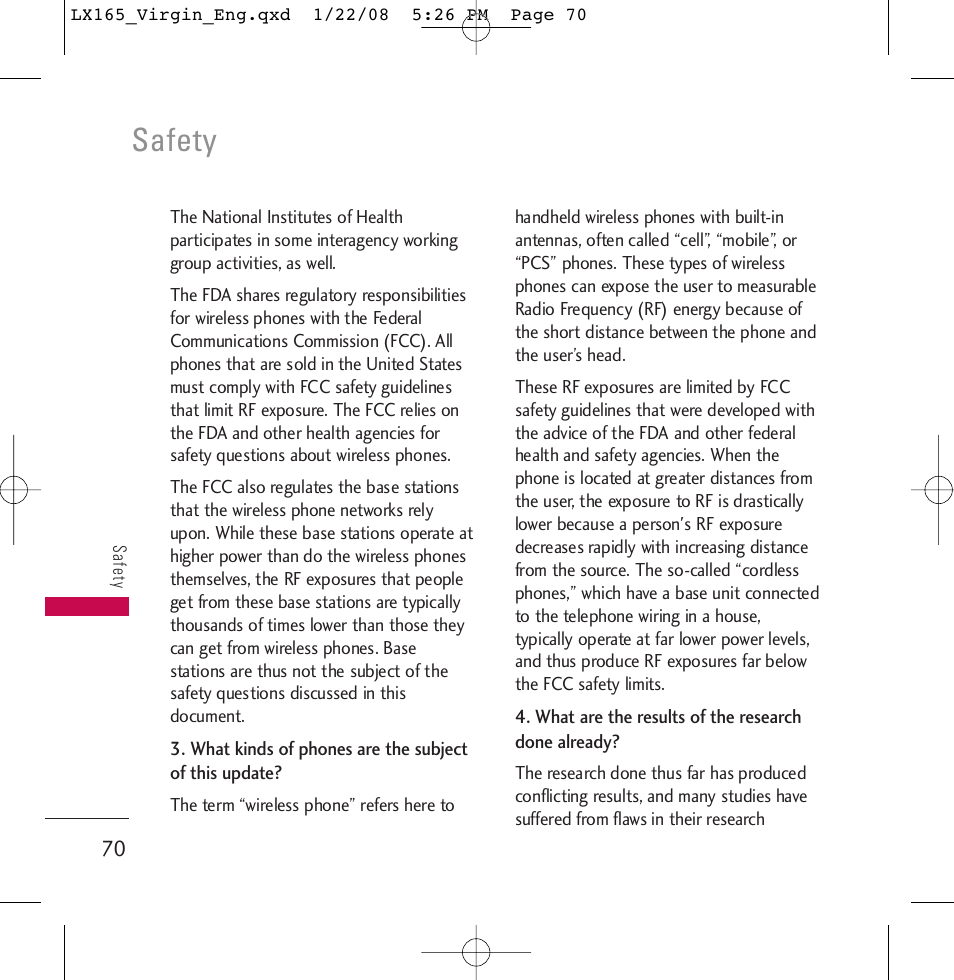 Safety | LG LGLX165 User Manual | Page 70 / 90