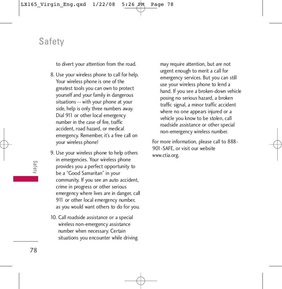 Safety | LG LGLX165 User Manual | Page 78 / 90