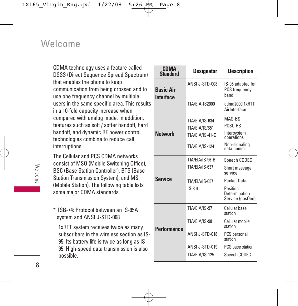 Welcome | LG LGLX165 User Manual | Page 8 / 90