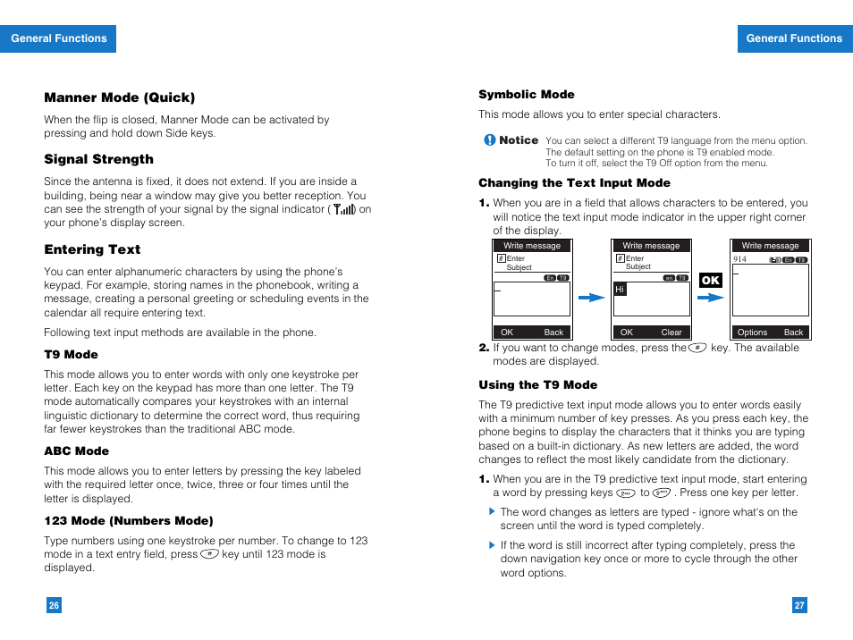 Manner mode (quick), Signal strength, Entering text | LG G4010 User Manual | Page 15 / 55